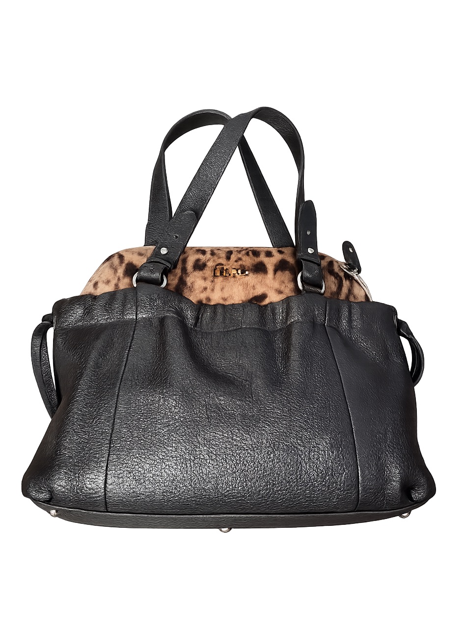 Furla Brown Pebbled Leather Tote With Animal Print Accent - Never Carried.